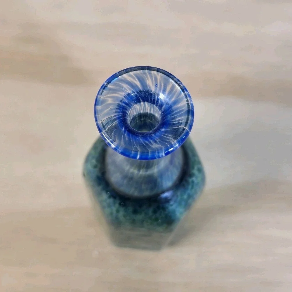 Kosta Boda Bertil Vallien Blue Green Vase Glass Bottle 5